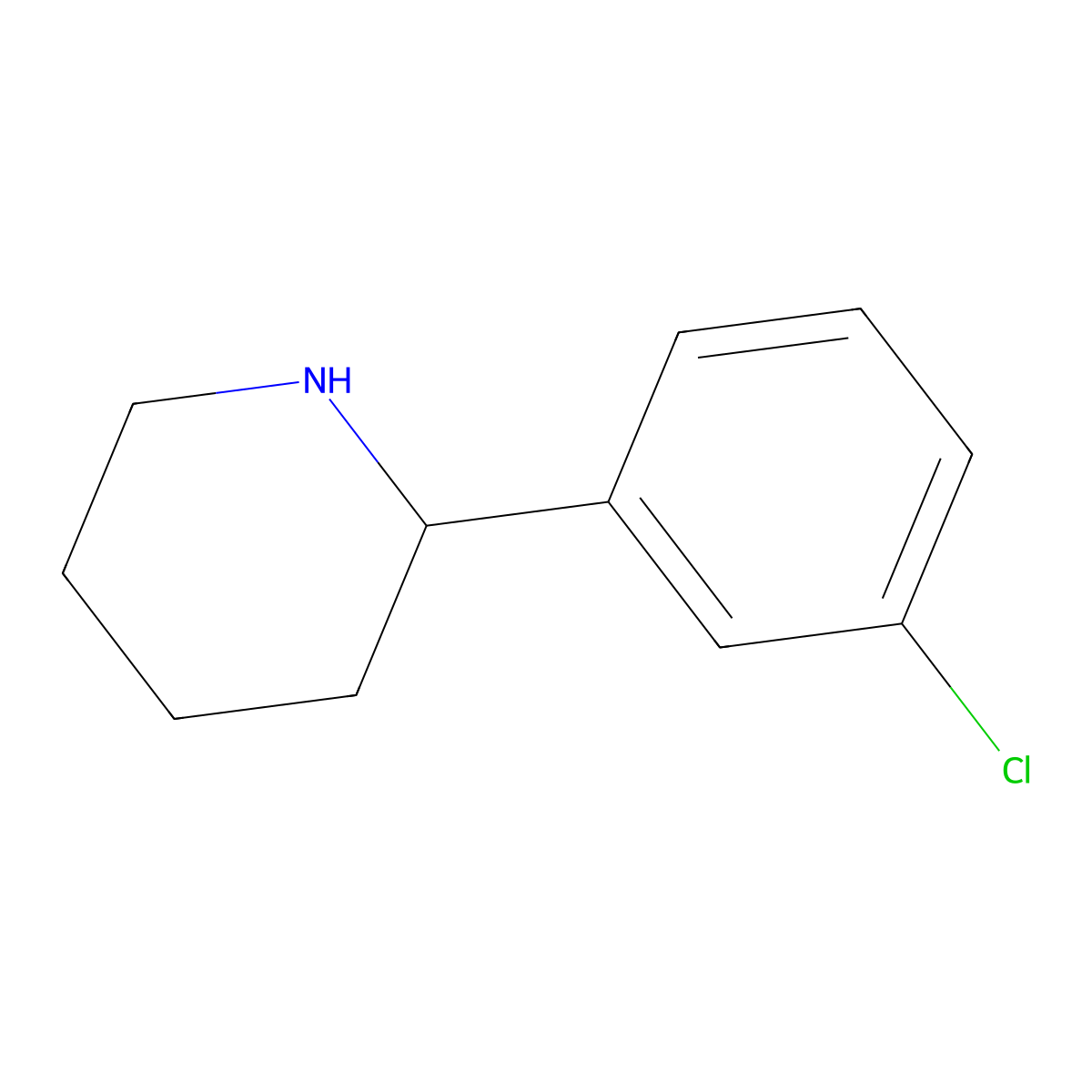 (2S)-2-(3-chlorophenyl)piperidine molecular structure, CAS 1213439-90-7