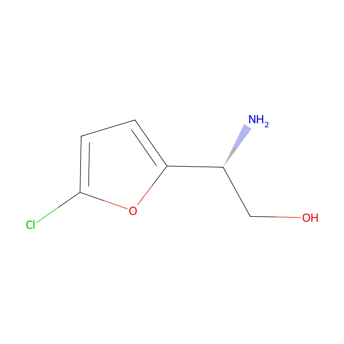 (2R)-2-amino-2-(5-chlorofuran-2-yl)ethan-1-ol molecular structure, CAS 1213441-26-9