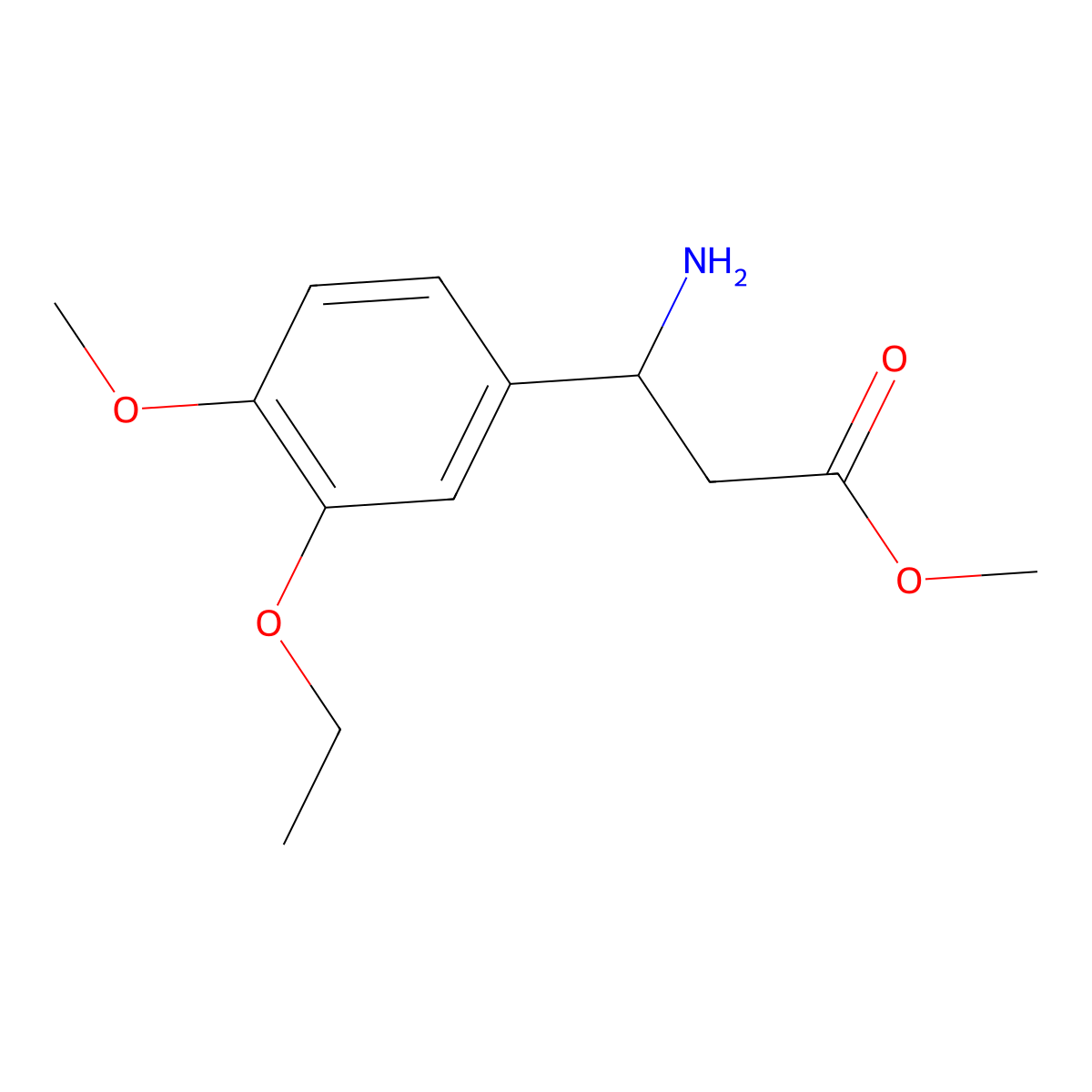 methyl (3S)-3-amino-3-(3-ethoxy-4-methoxyphenyl)propanoate molecular structure, CAS 1213443-60-7