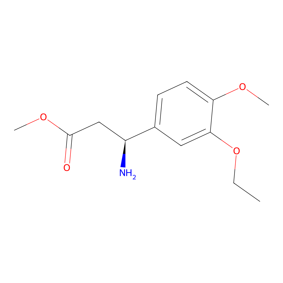 methyl (3S)-3-amino-3-(3-ethoxy-4-methoxyphenyl)propanoate molecular structure, CAS 1213443-60-7