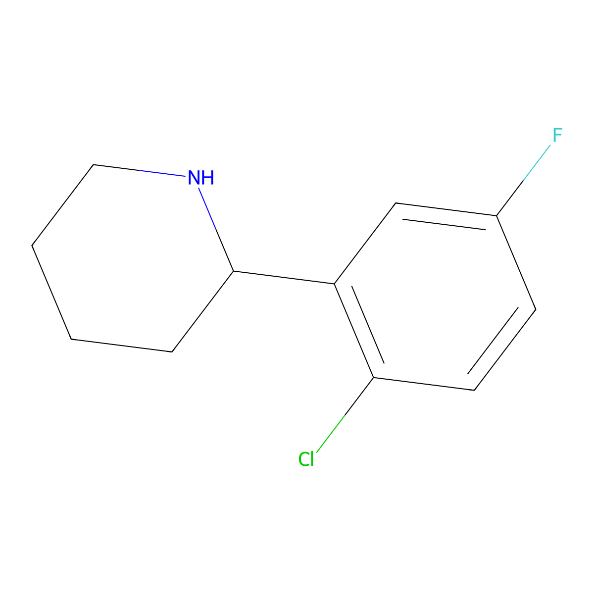 (R)-2-(2-Chloro-5-fluorophenyl)piperidine molecular structure, CAS 1213446-15-1