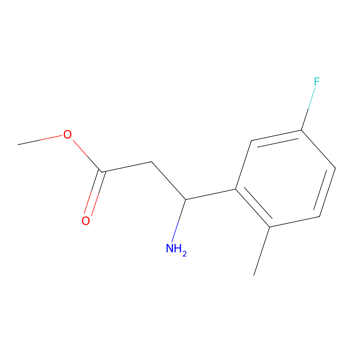 methyl (3S)-3-amino-3-(5-fluoro-2-methylphenyl)propanoate molecular structure, CAS 1213447-40-5