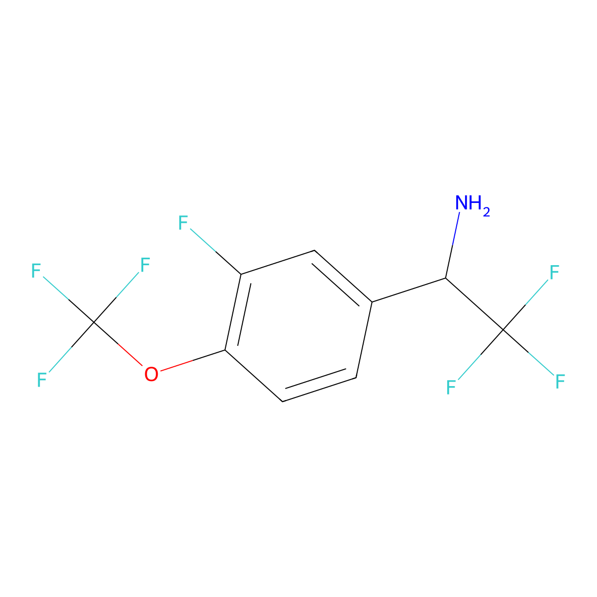 (R)-2,2,2-Trifluoro-1-(3-fluoro-4-(trifluoromethoxy)phenyl)ethan-1-amine molecular structure, CAS 1213450-19-1