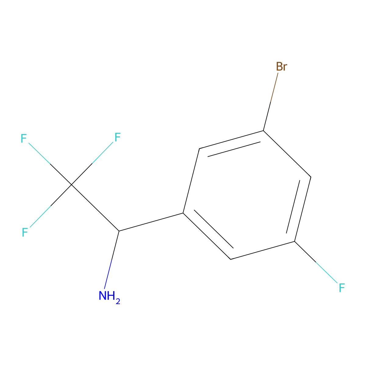 (R)-1-(3-Bromo-5-fluorophenyl)-2,2,2-trifluoroethan-1-amine molecular structure, CAS 1213454-43-3