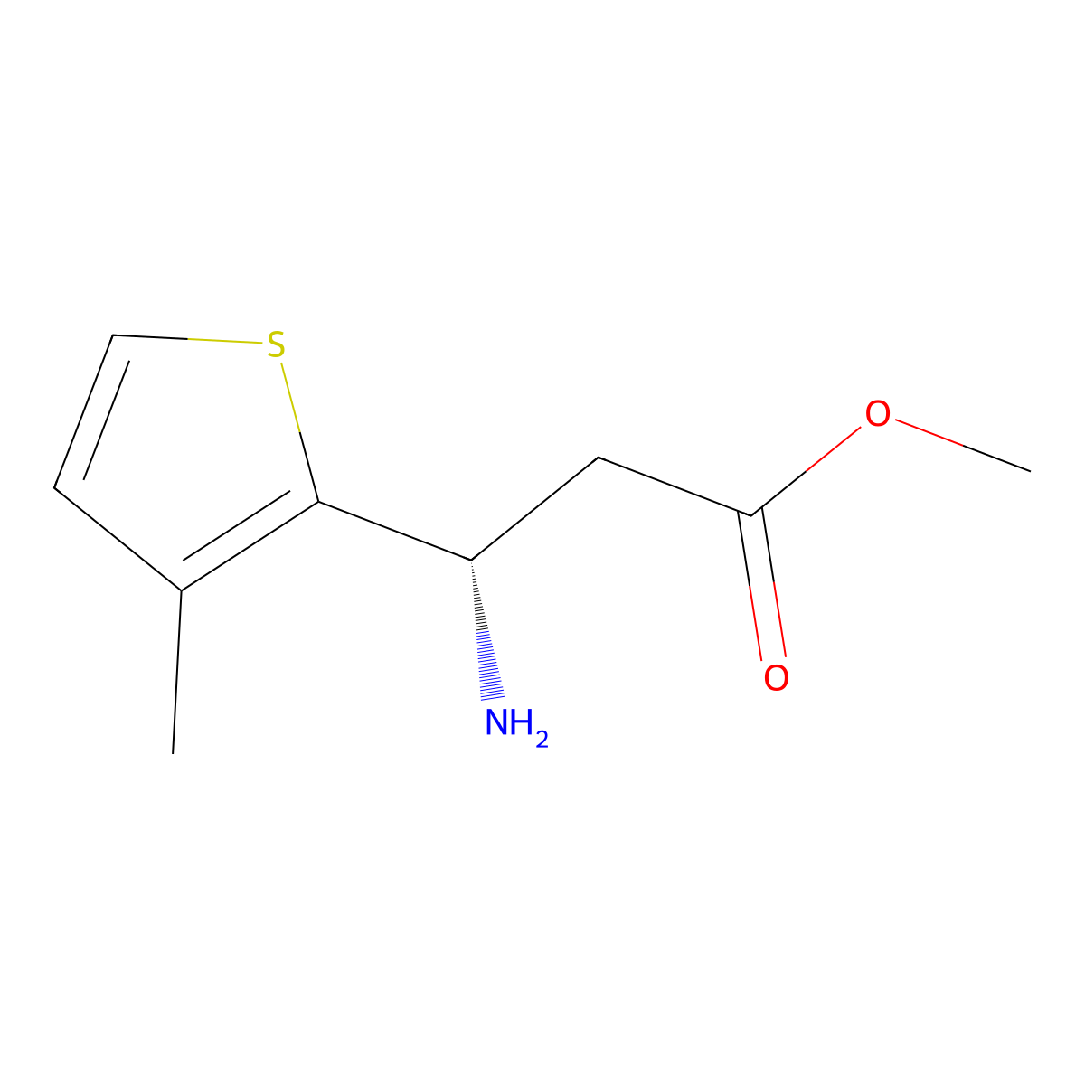 Methyl (s)-3-amino-3-(3-methylthiophen-2-yl)propanoate molecular structure, CAS 1213458-12-8