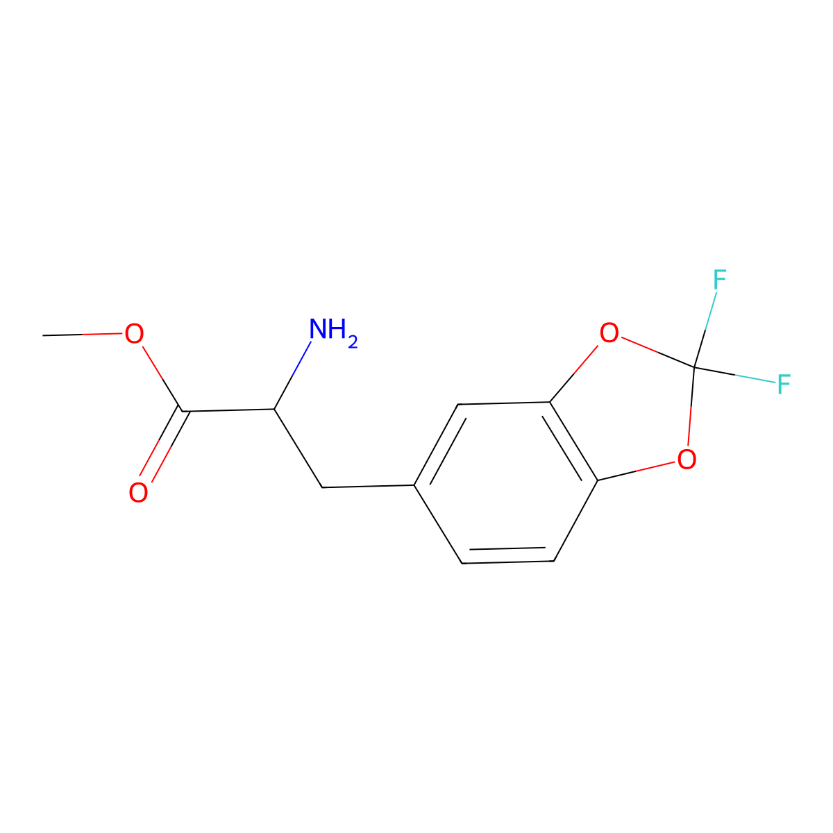 Methyl (r)-2-amino-3-(2,2-difluorobenzo[d][1,3]dioxol-5-yl)propanoate hydrochloride molecular structure, CAS 1213458-32-2