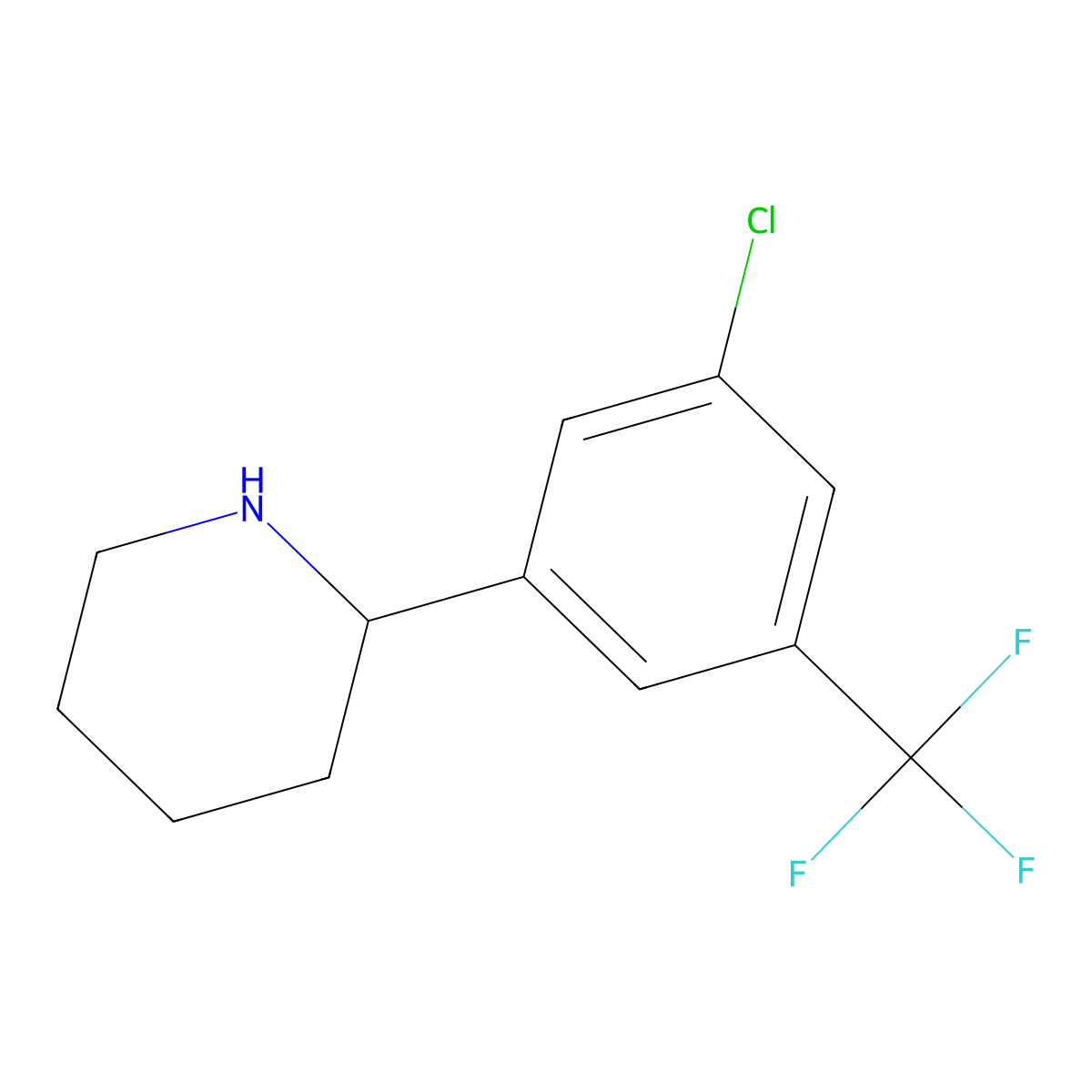 (S)-2-(3-Chloro-5-(trifluoromethyl)phenyl)piperidine molecular structure, CAS 1213459-04-1