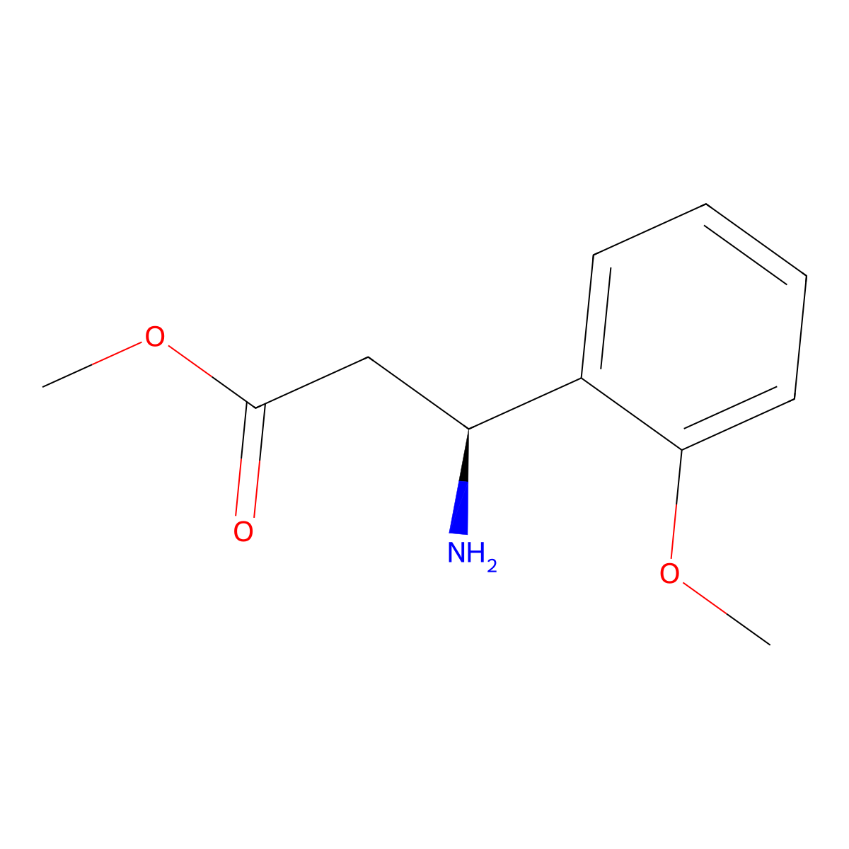 Methyl (3S)-3-amino-3-(2-methoxyphenyl)propanoate molecular structure, CAS 1213459-82-5