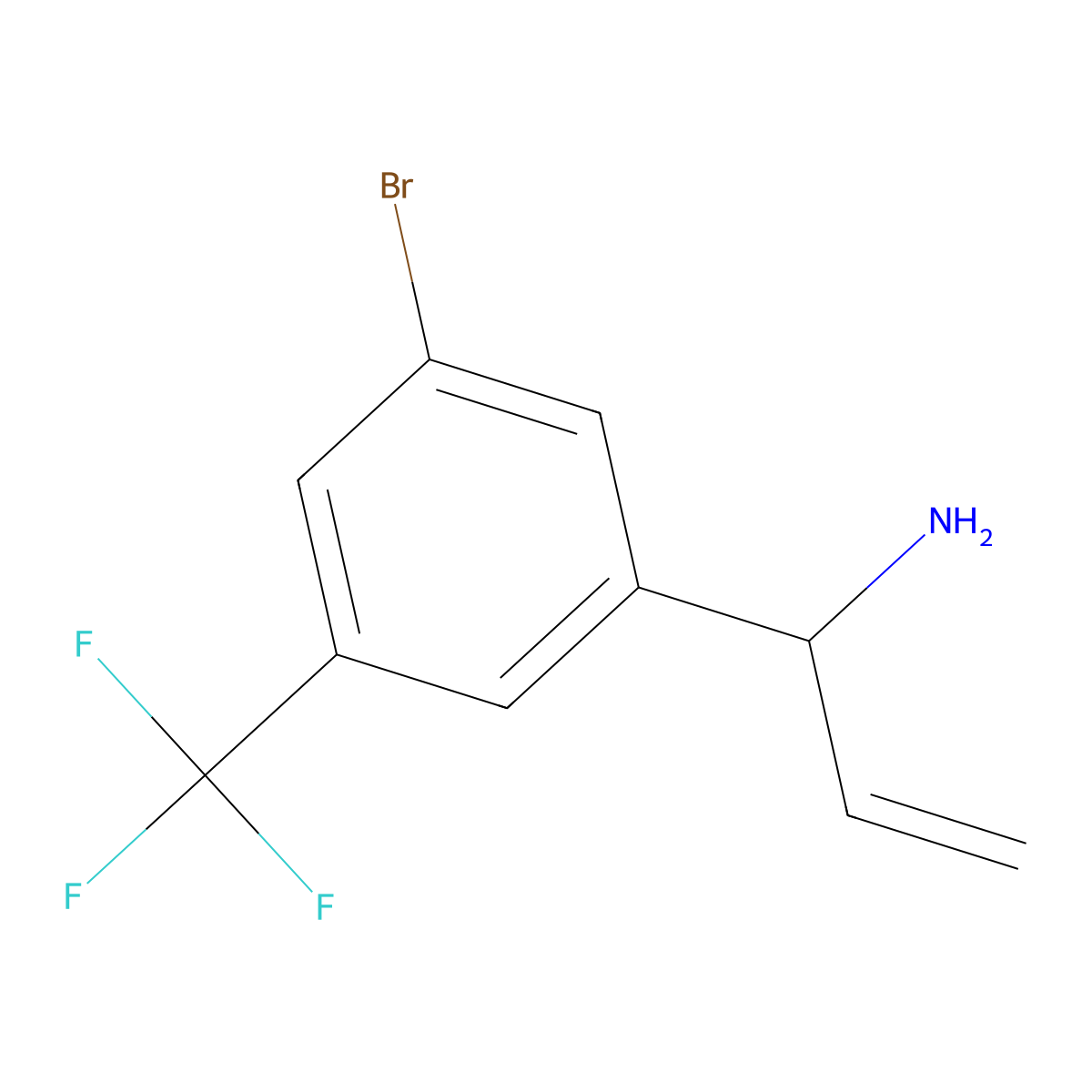 (1S)-1-[5-Bromo-3-(trifluoromethyl)phenyl]prop-2-enylamine molecular structure, CAS 1213461-16-5