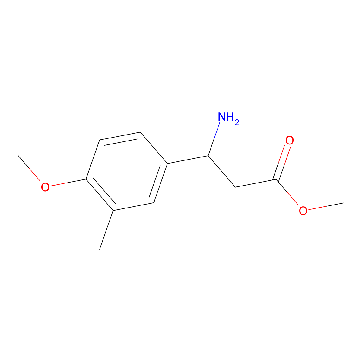 methyl (3S)-3-amino-3-(4-methoxy-3-methylphenyl)propanoate molecular structure, CAS 1213461-82-5