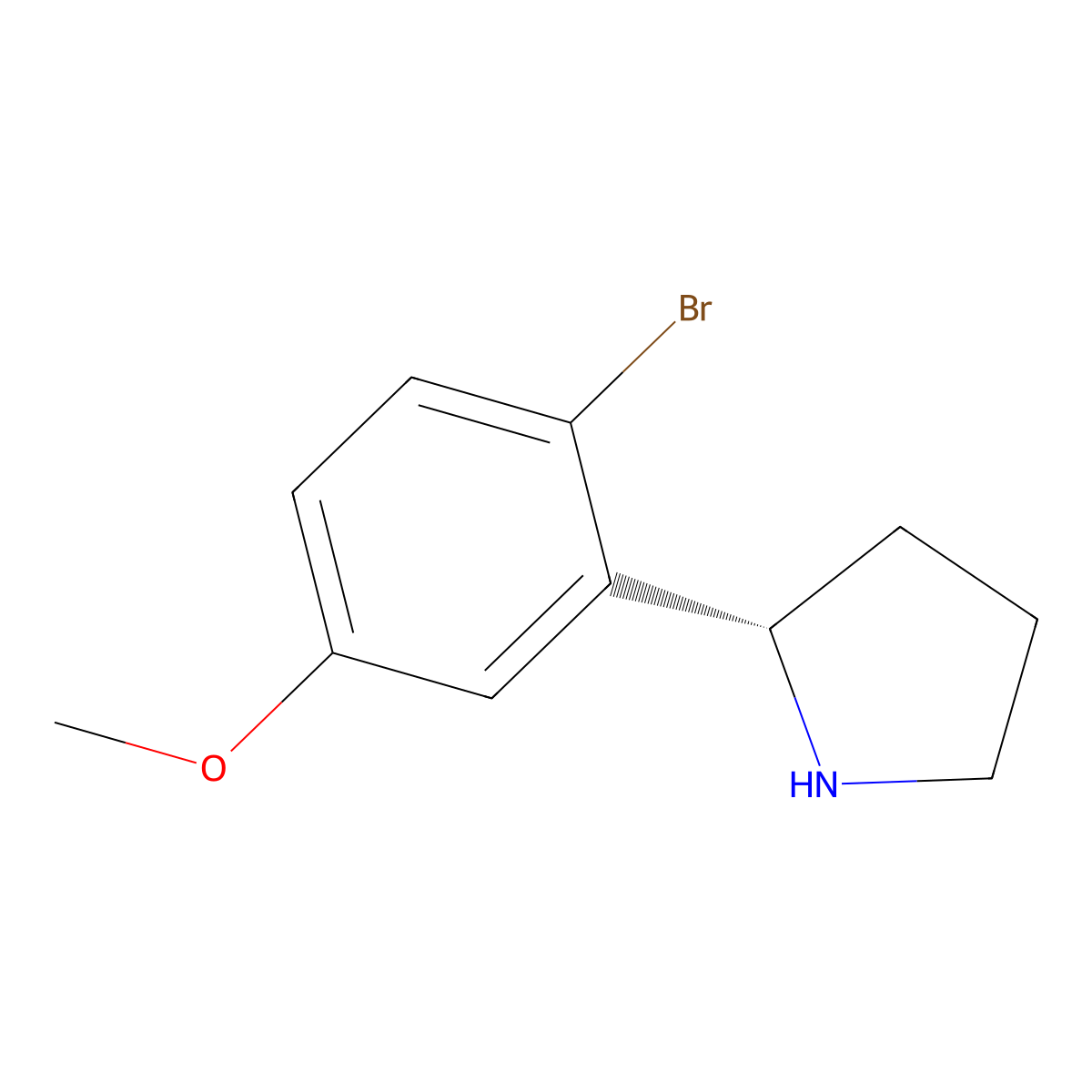(S)-2-(2-Bromo-5-methoxyphenyl)pyrrolidine molecular structure, CAS 1213464-88-0