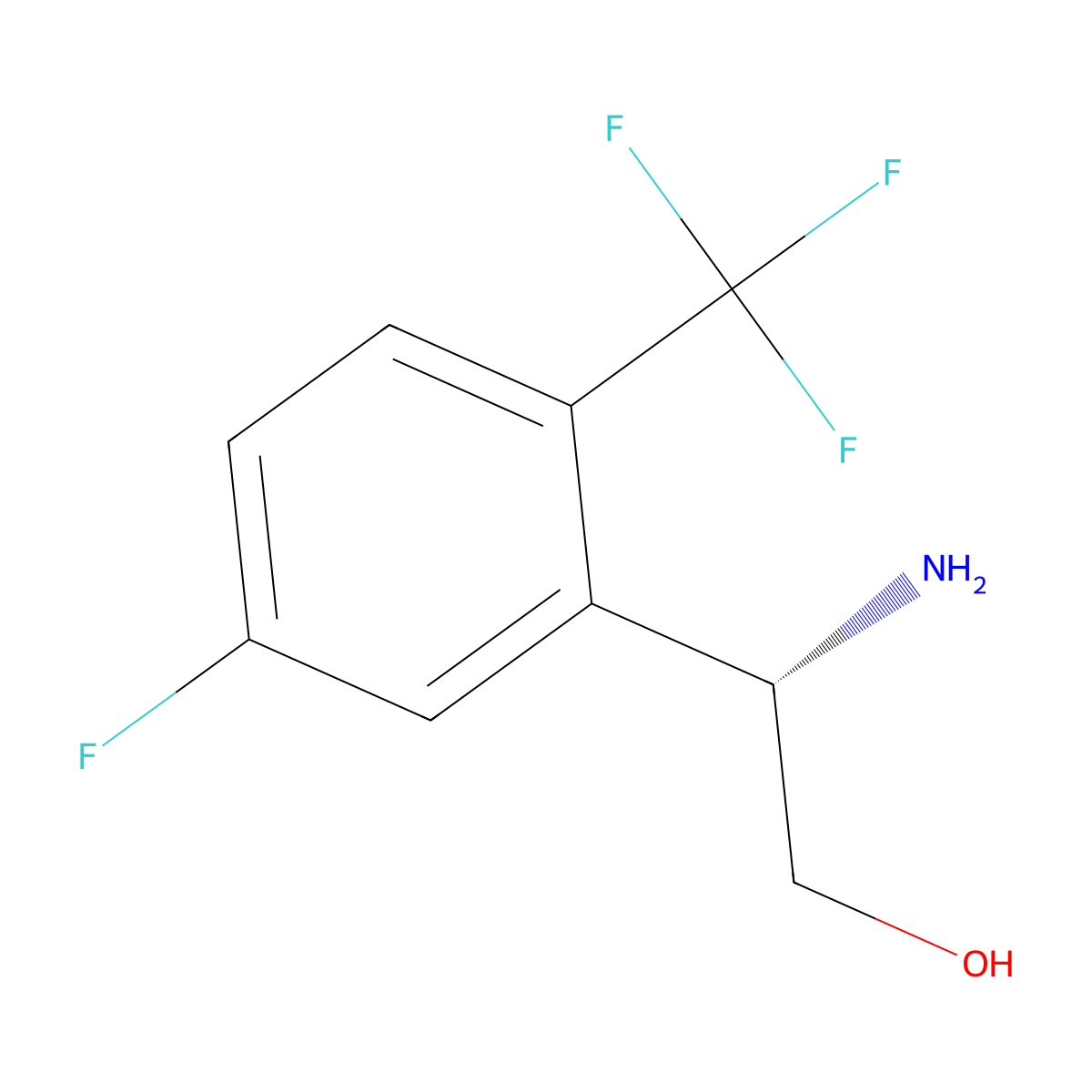 (s)-2-Amino-2-(5-fluoro-2-(trifluoromethyl)phenyl)ethan-1-ol molecular structure, CAS 1213465-38-3