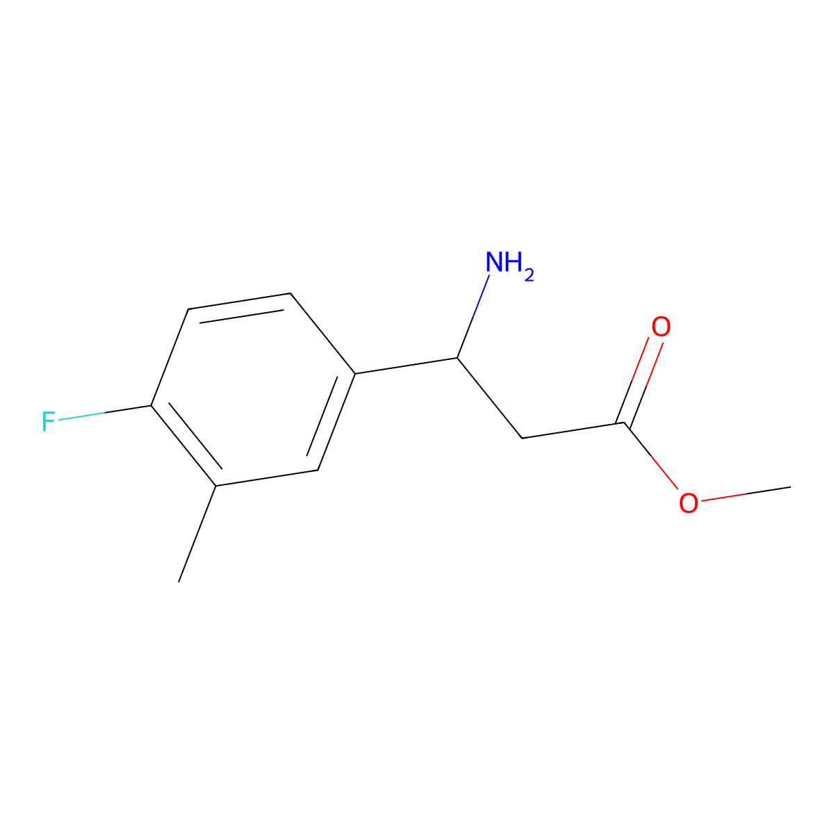 Methyl (s)-3-amino-3-(4-fluoro-3-methylphenyl)propanoate molecular structure, CAS 1213465-50-9