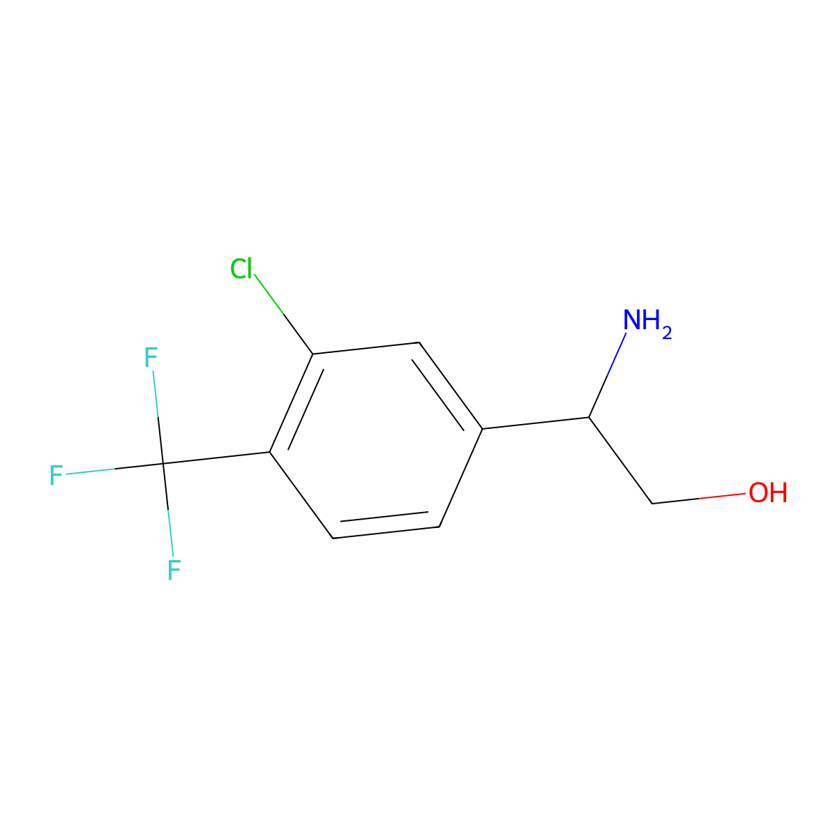 (2R)-2-Amino-2-[3-chloro-4-(trifluoromethyl)phenyl]ethan-1-OL molecular structure, CAS 1213466-53-5