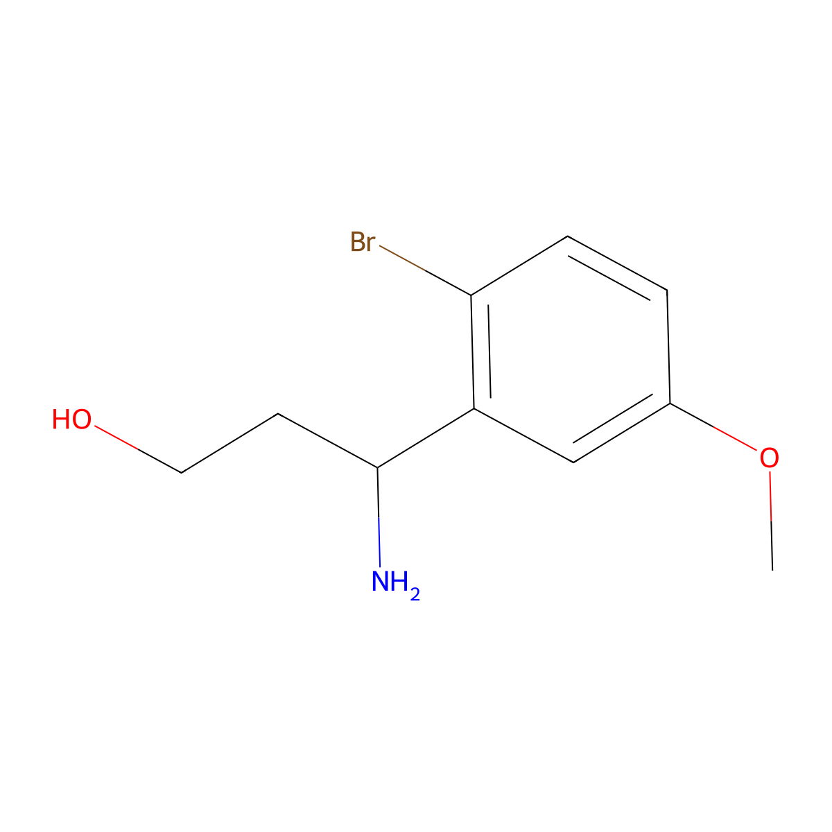(3S)-3-amino-3-(2-bromo-5-methoxyphenyl)propan-1-ol molecular structure, CAS 1213468-13-3