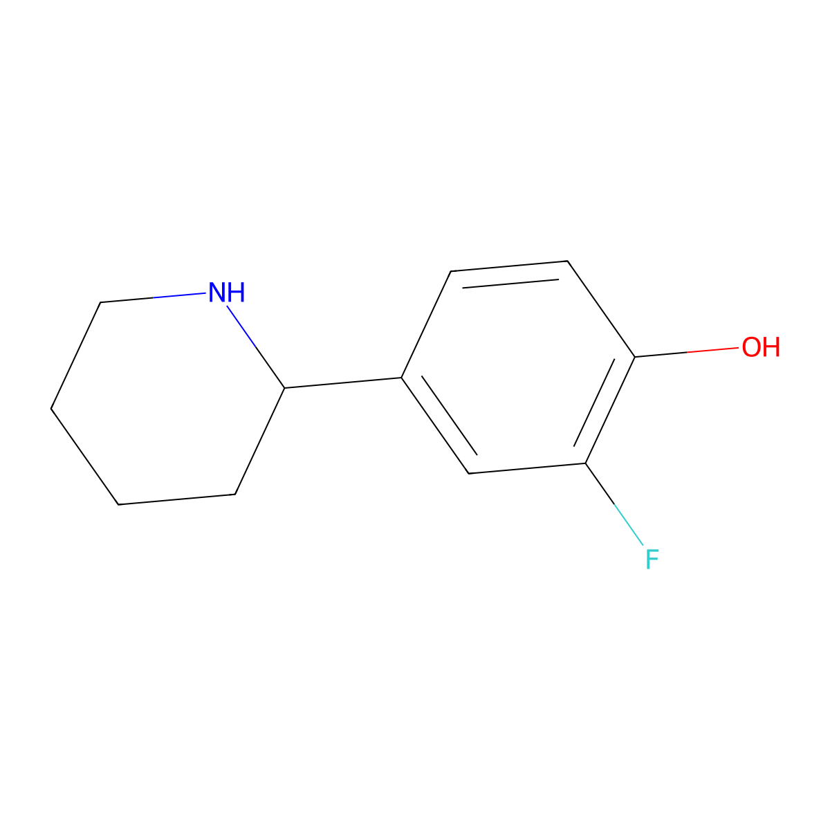 (S)-2-Fluoro-4-(piperidin-2-yl)phenol molecular structure, CAS 1213470-16-6