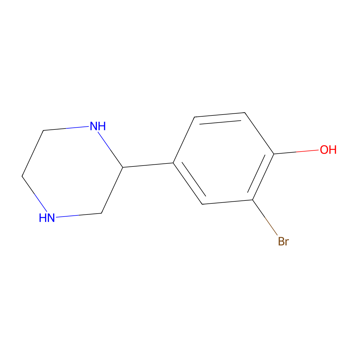 2-Bromo-4-(2R)-2-piperazinylphenol molecular structure, CAS 1213471-85-2