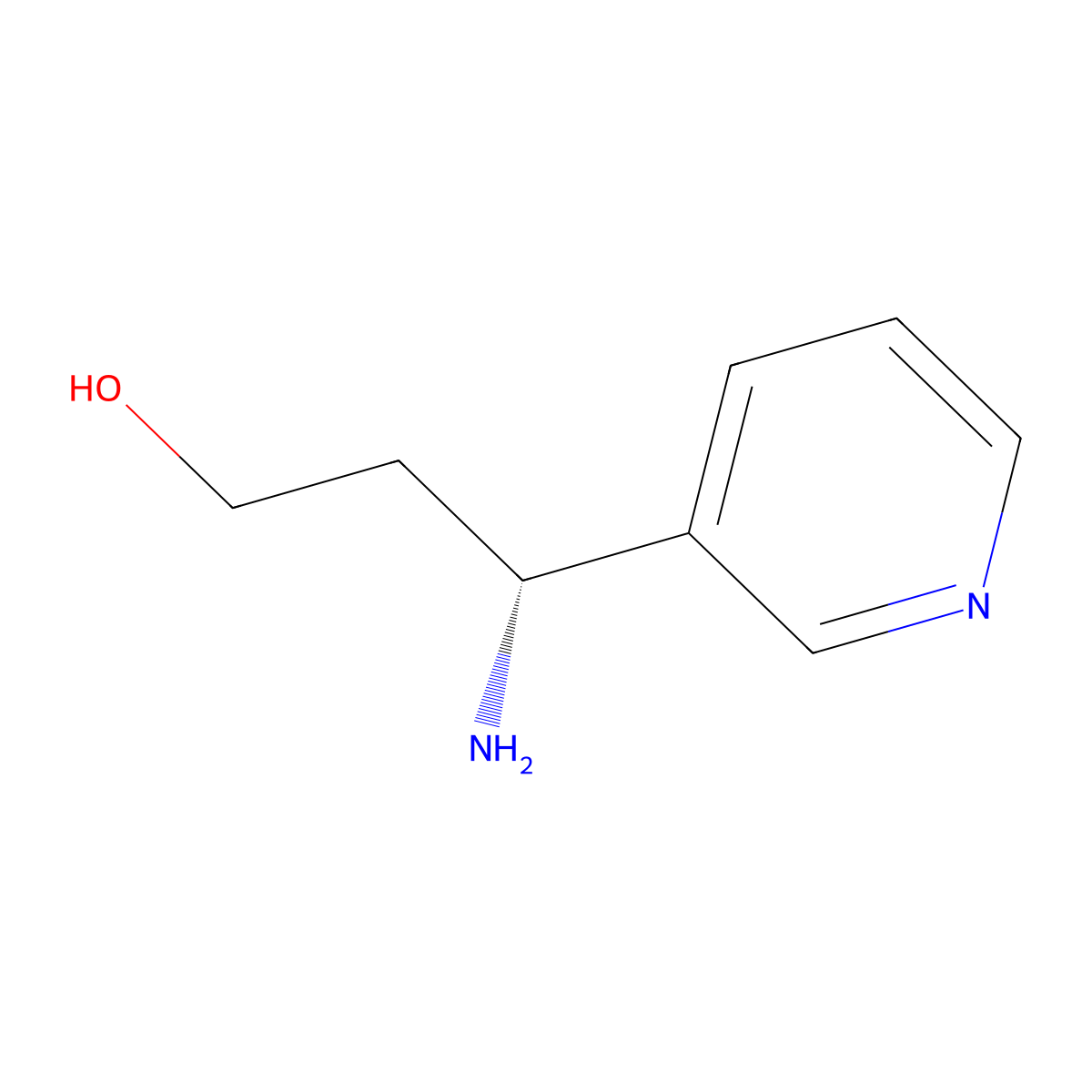 (3R)-3-amino-3-(pyridin-3-yl)propan-1-ol molecular structure, CAS 1213472-72-0
