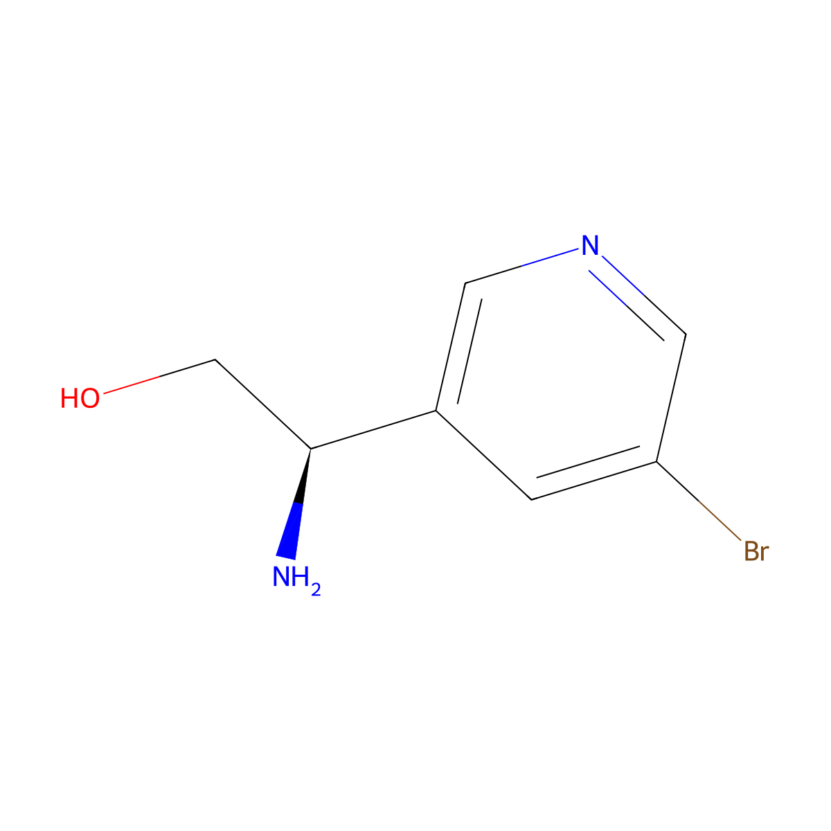 (2R)-2-amino-2-(5-bromopyridin-3-yl)ethan-1-ol molecular structure, CAS 1213474-00-0