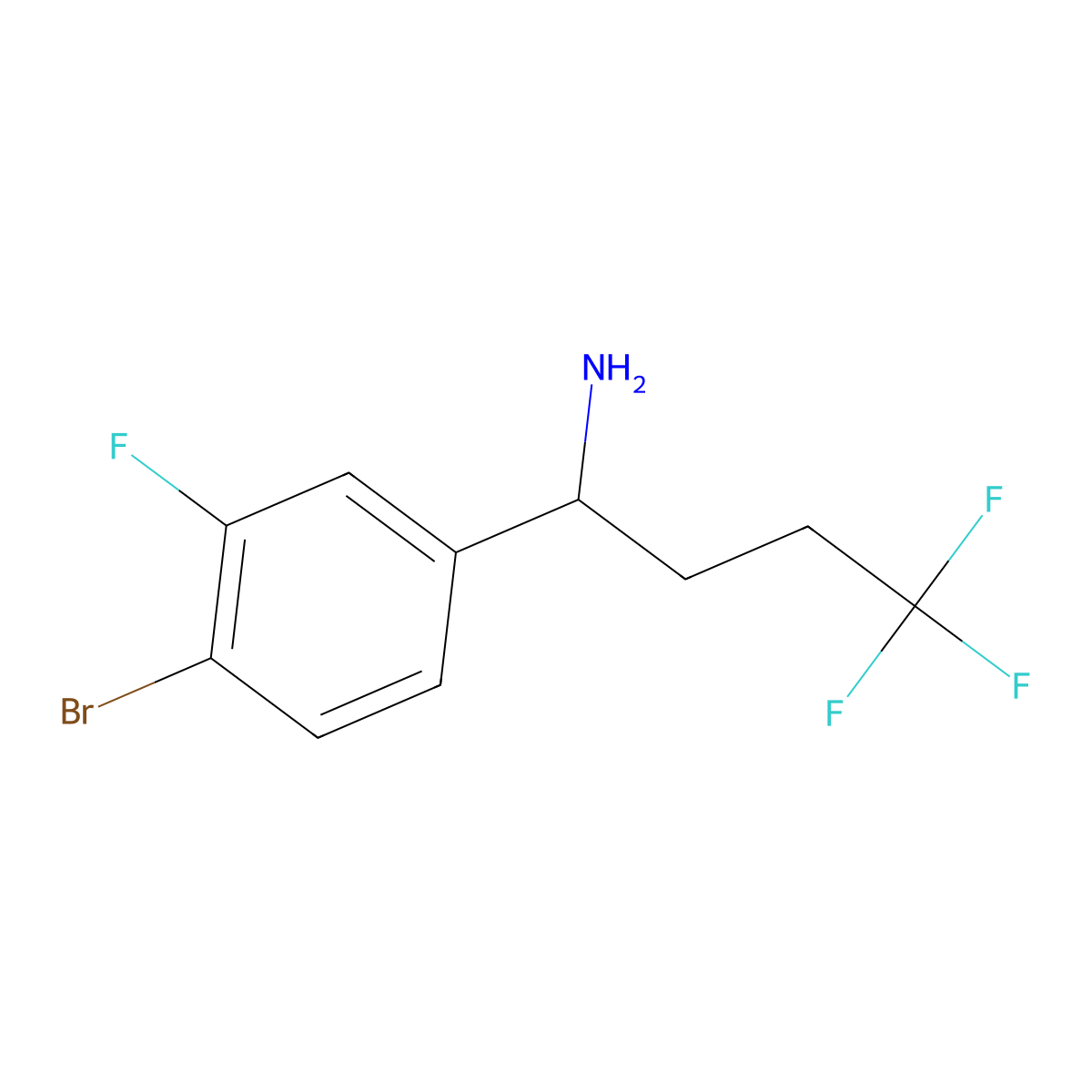 (1R)-1-(4-Bromo-3-fluorophenyl)-4,4,4-trifluorobutan-1-amine molecular structure, CAS 1213474-43-1