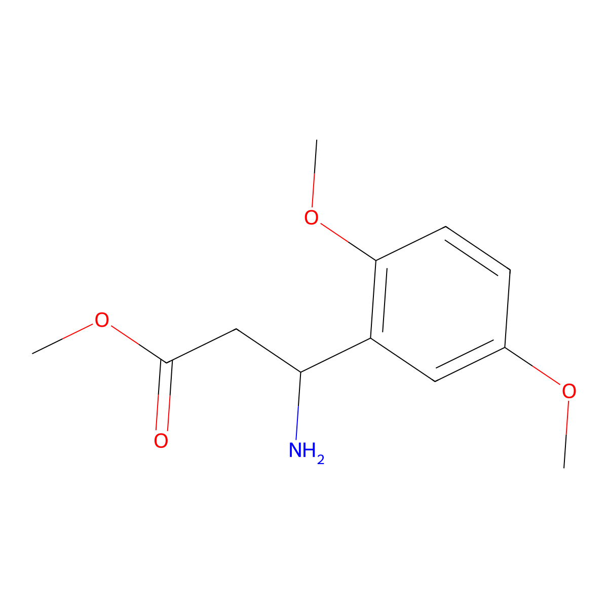 methyl (3S)-3-amino-3-(2,5-dimethoxyphenyl)propanoate molecular structure, CAS 1213475-10-5