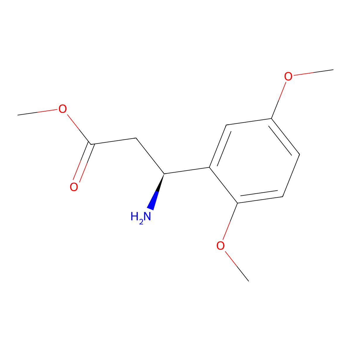 methyl (3S)-3-amino-3-(2,5-dimethoxyphenyl)propanoate molecular structure, CAS 1213475-10-5