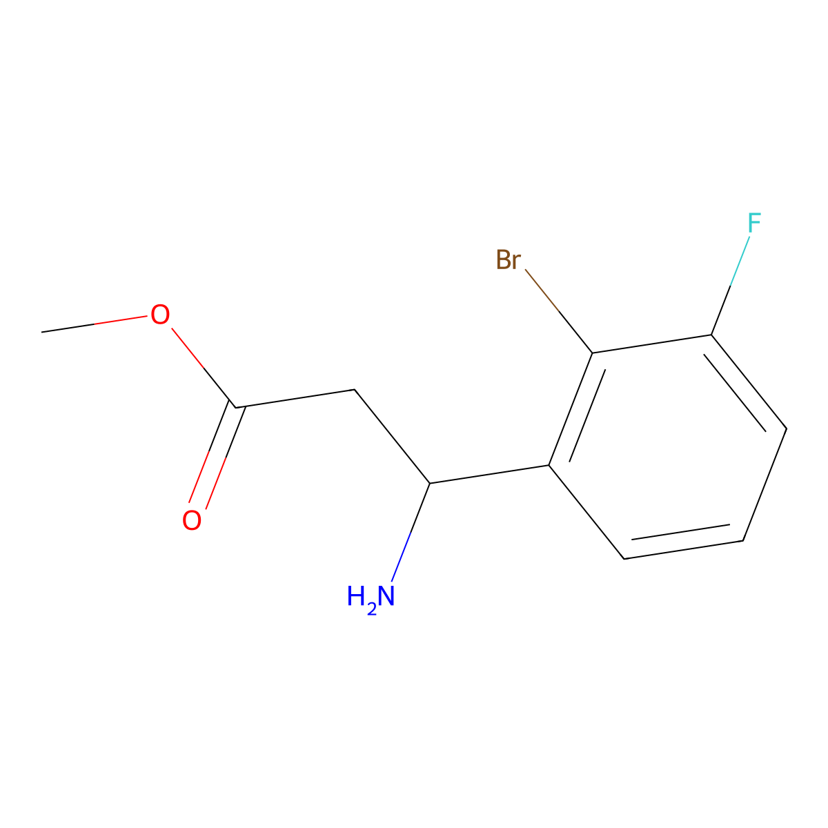 Methyl (R)-3-amino-3-(2-bromo-3-fluorophenyl)propanoate molecular structure, CAS 1213475-99-0