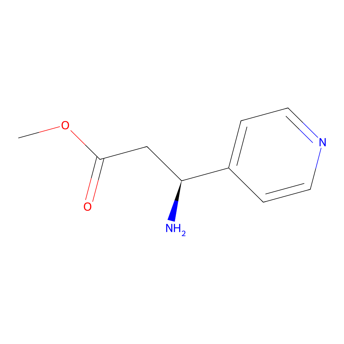 methyl (3S)-3-amino-3-(pyridin-4-yl)propanoate molecular structure, CAS 1213477-41-8