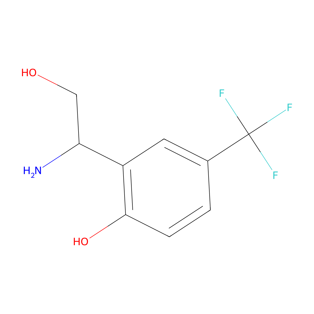 (R)-2-(1-Amino-2-hydroxyethyl)-4-(trifluoromethyl)phenol molecular structure, CAS 1213478-62-6