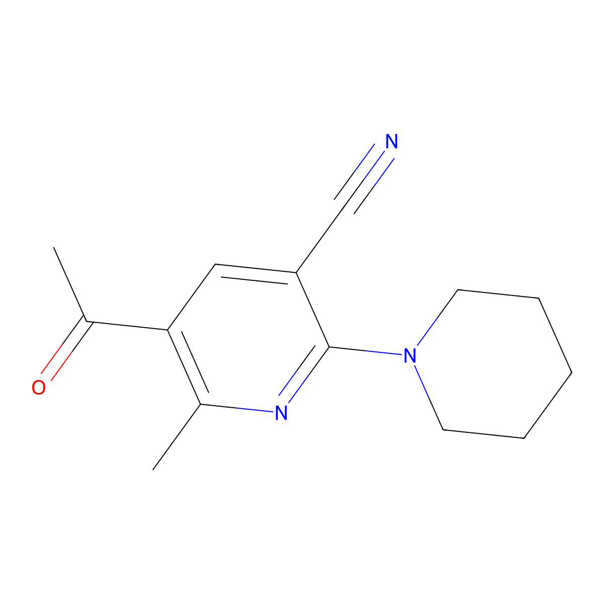 5-Acetyl-6-methyl-2-piperidinonicotinonitrile molecular structure, CAS 121348-11-6