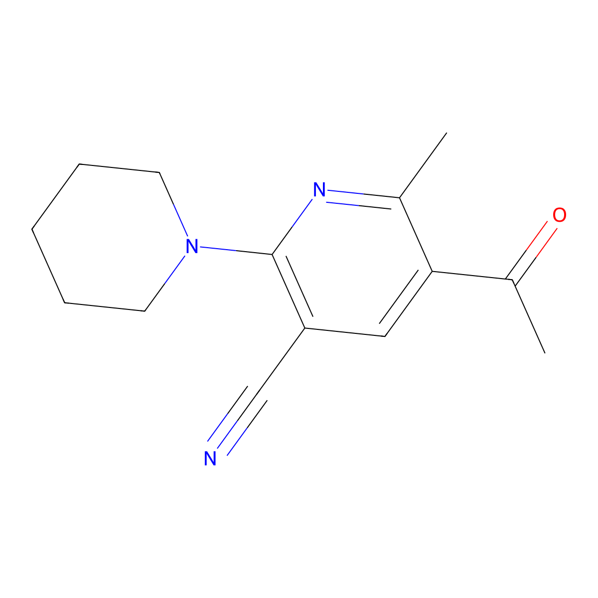 5-Acetyl-6-methyl-2-piperidinonicotinonitrile molecular structure, CAS 121348-11-6