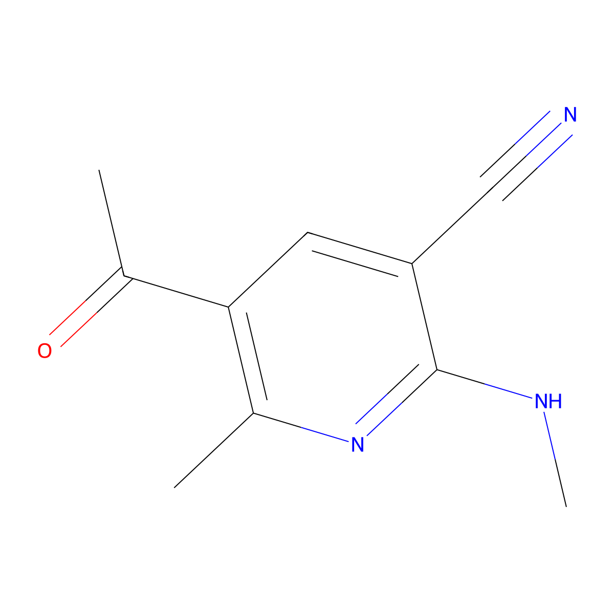 5-Acetyl-6-methyl-2-(methylamino)nicotinonitrile molecular structure, CAS 121348-13-8