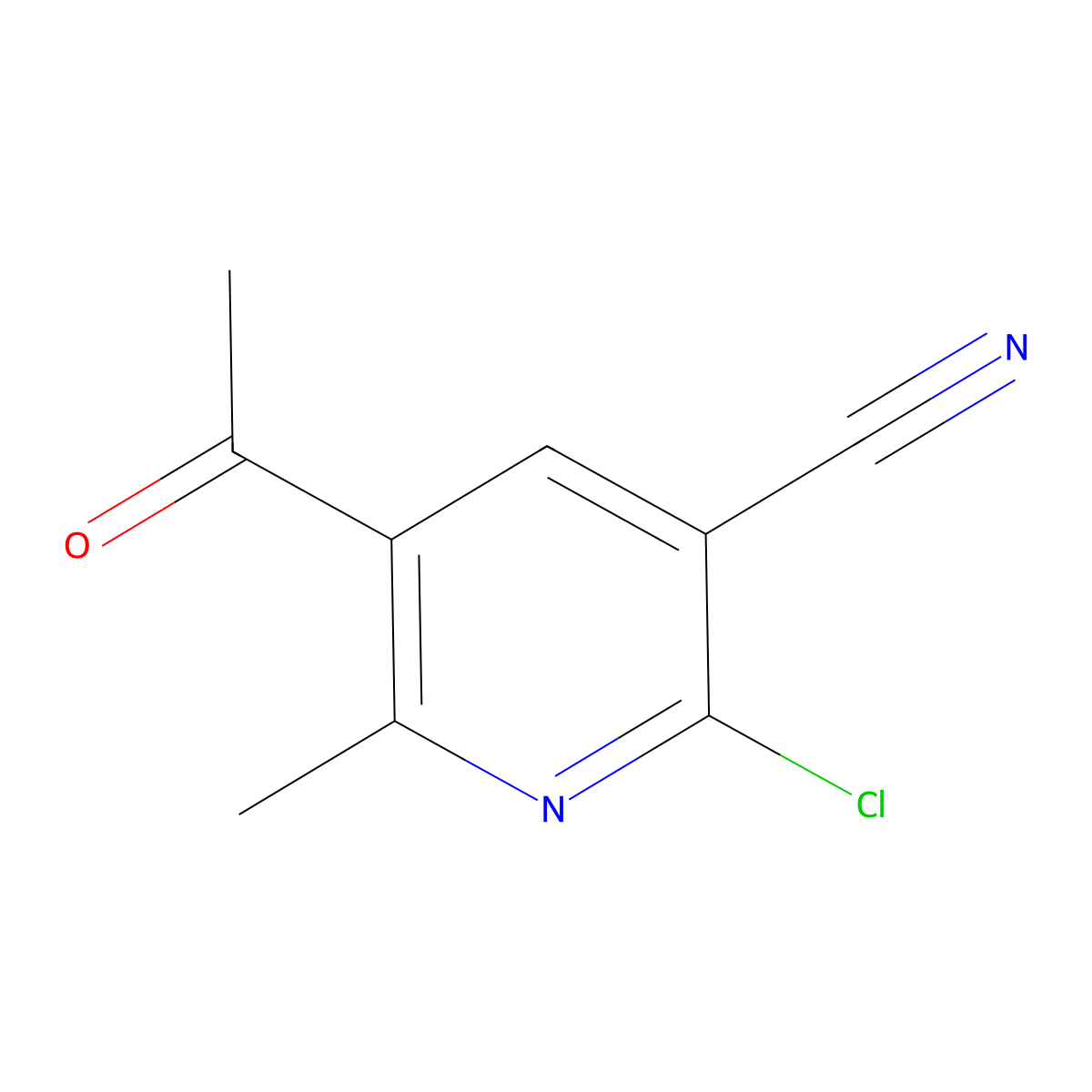5-Acetyl-2-chloro-6-methylnicotinonitrile molecular structure, CAS 121348-15-0