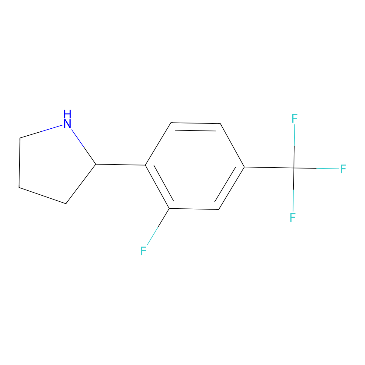 (S)-2-(2-Fluoro-4-(trifluoromethyl)phenyl)pyrrolidine molecular structure, CAS 1213483-66-9