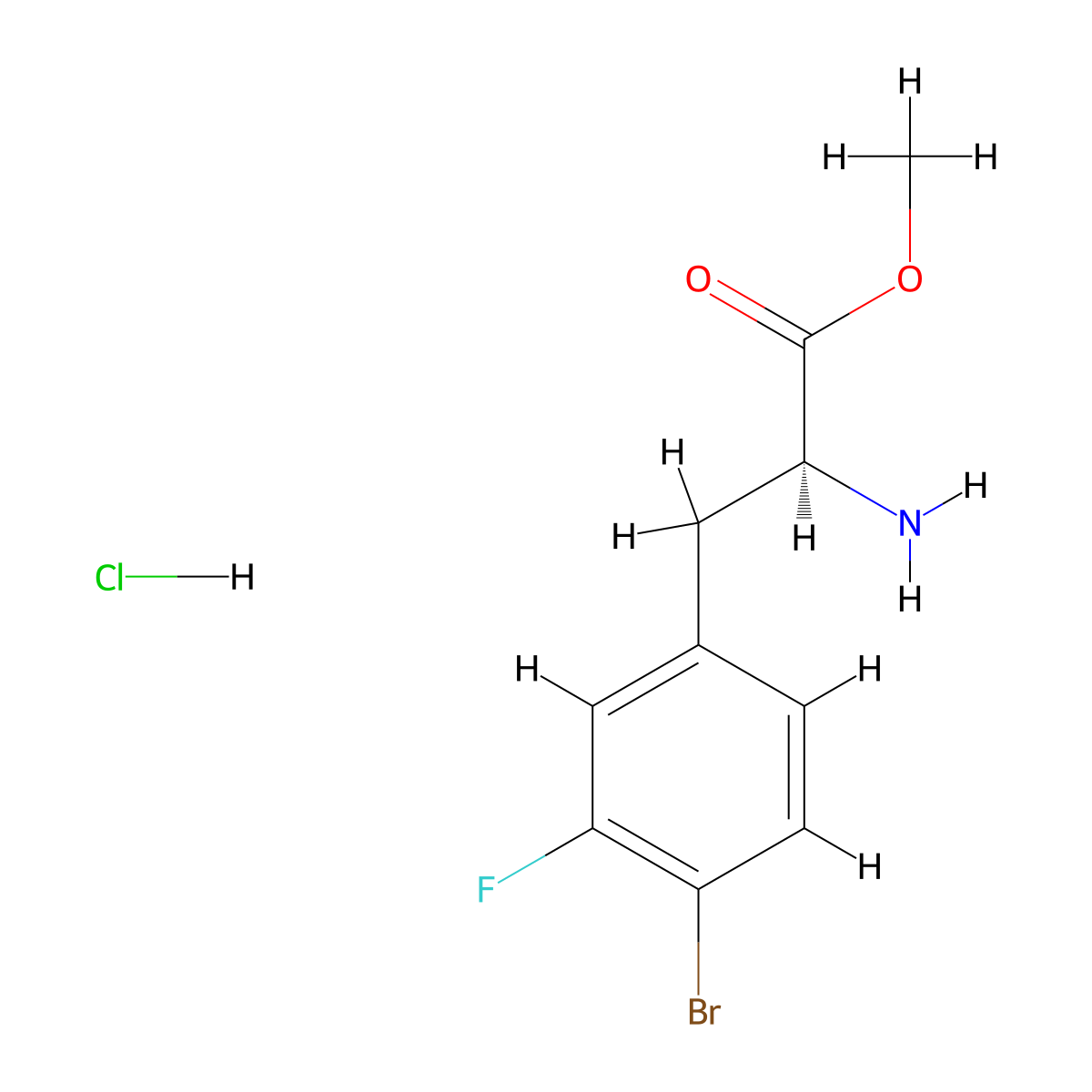 Methyl 4-bromo-3-fluoro-L-phenylalaninate HCl molecular structure, CAS 1213483-73-8