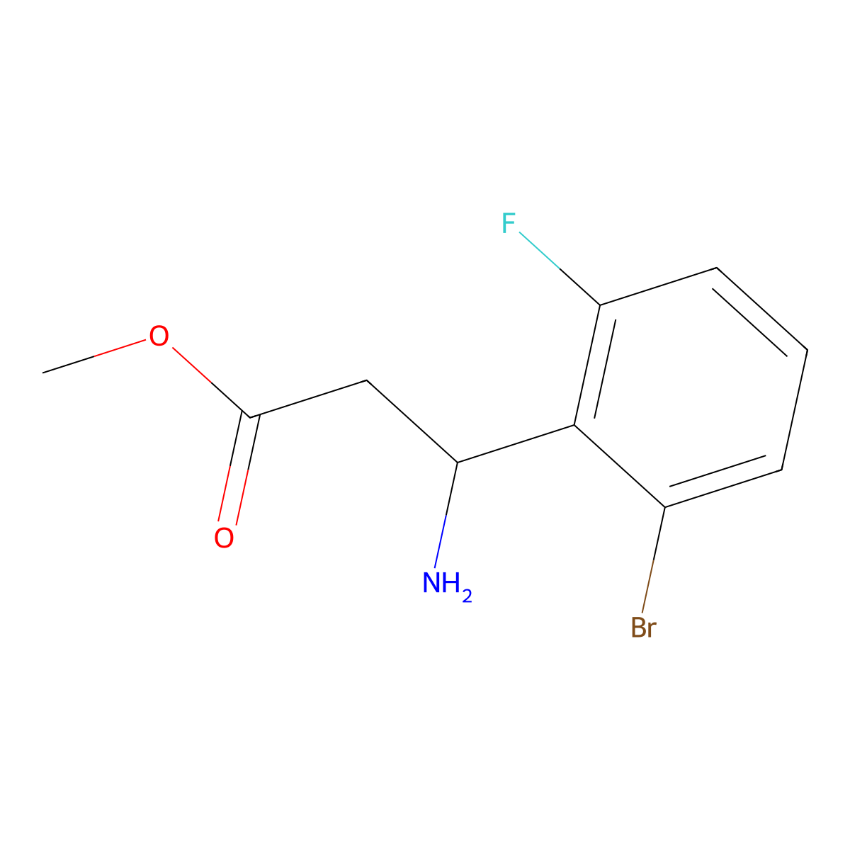 methyl (3S)-3-amino-3-(2-bromo-6-fluorophenyl)propanoate molecular structure, CAS 1213486-91-9