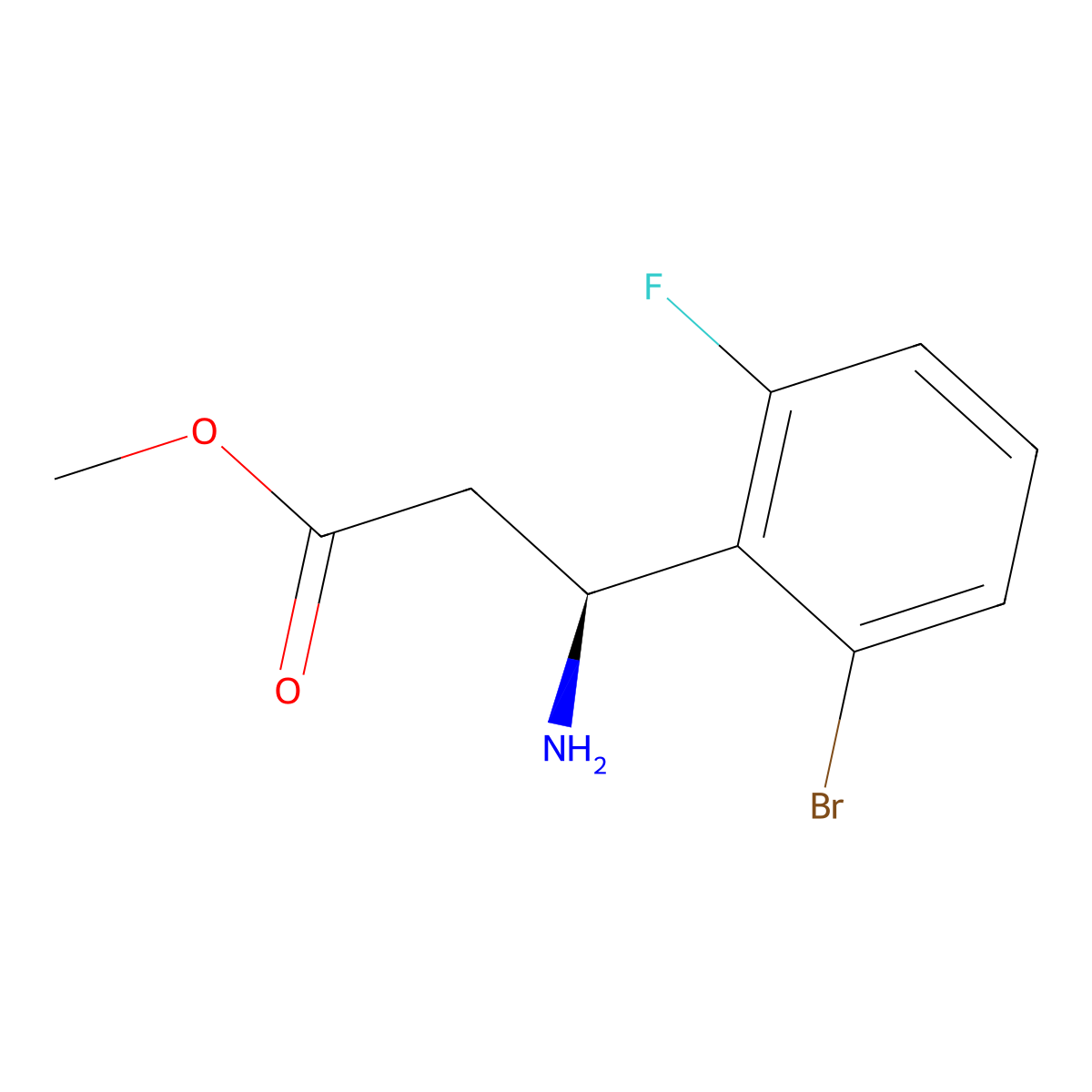 methyl (3S)-3-amino-3-(2-bromo-6-fluorophenyl)propanoate molecular structure, CAS 1213486-91-9