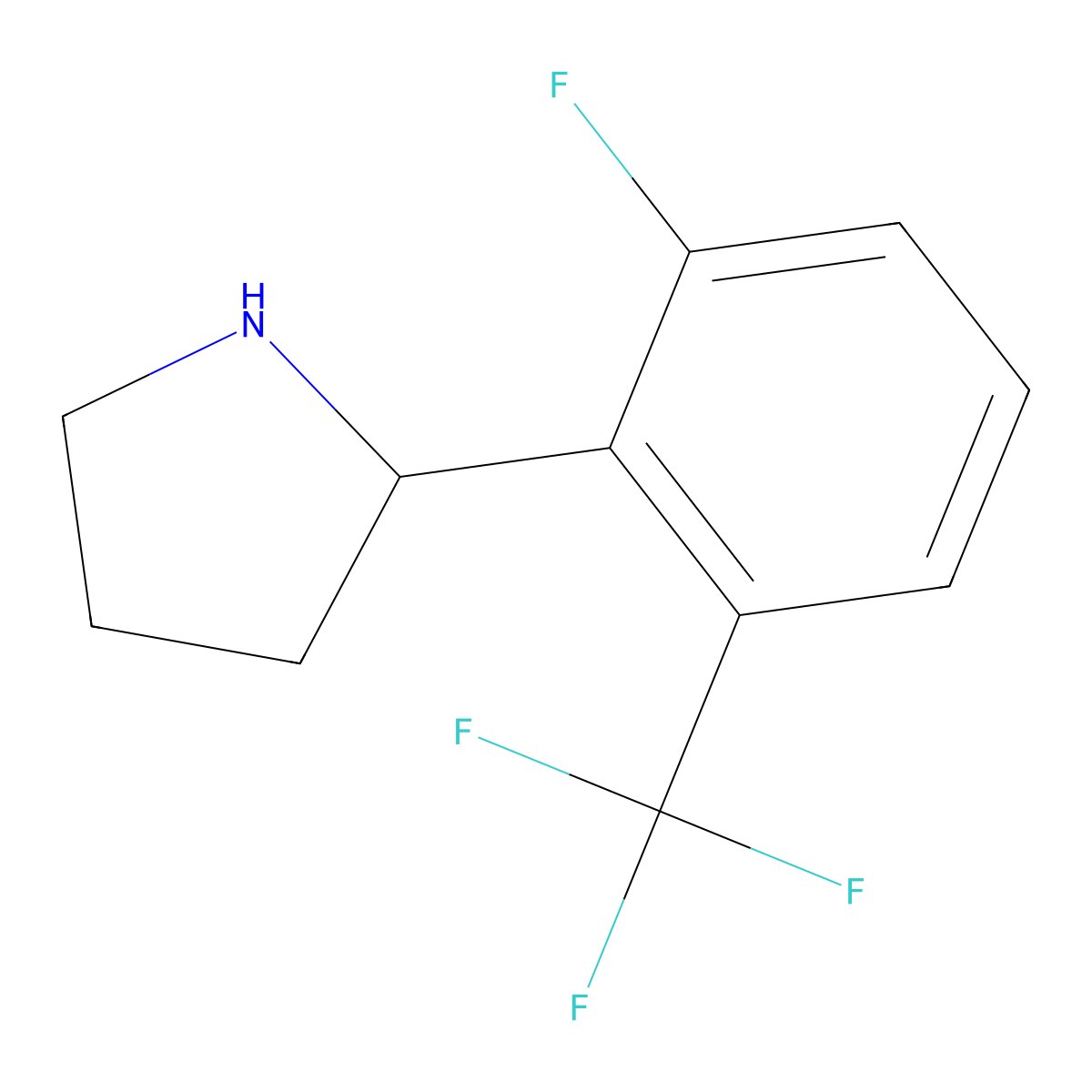 (R)-2-(2-Fluoro-6-(trifluoromethyl)phenyl)pyrrolidine molecular structure, CAS 1213493-96-9