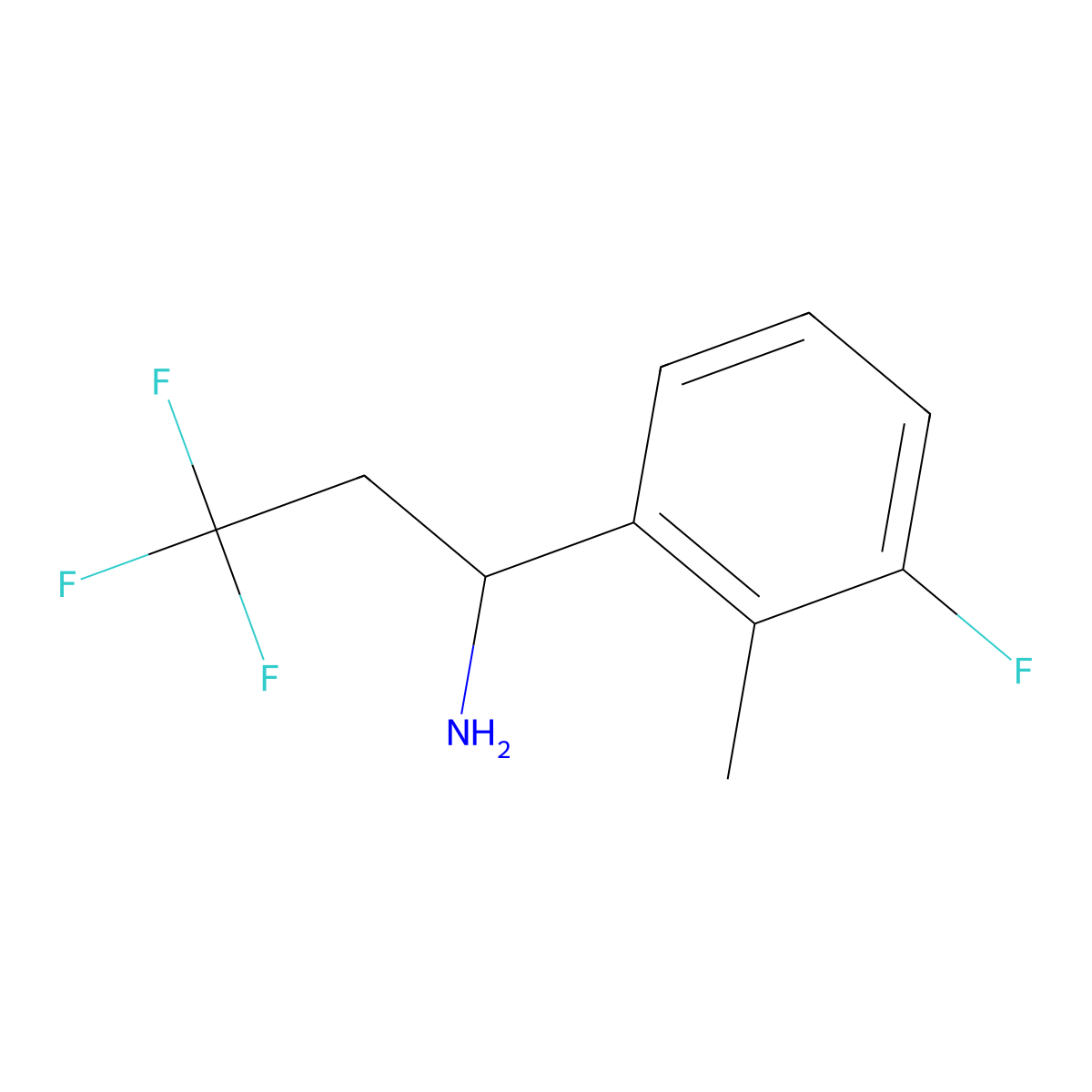 (1S)-3,3,3-Trifluoro-1-(3-fluoro-2-methylphenyl)propan-1-amine molecular structure, CAS 1213494-61-1