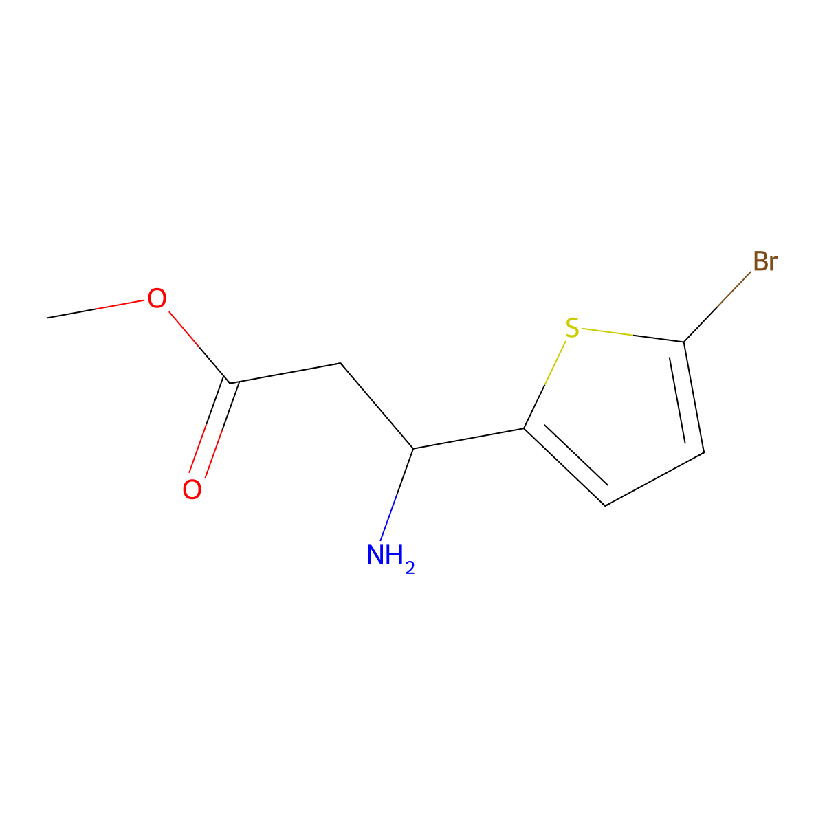 Methyl (r)-3-amino-3-(5-bromothiophen-2-yl)propanoate molecular structure, CAS 1213495-32-9
