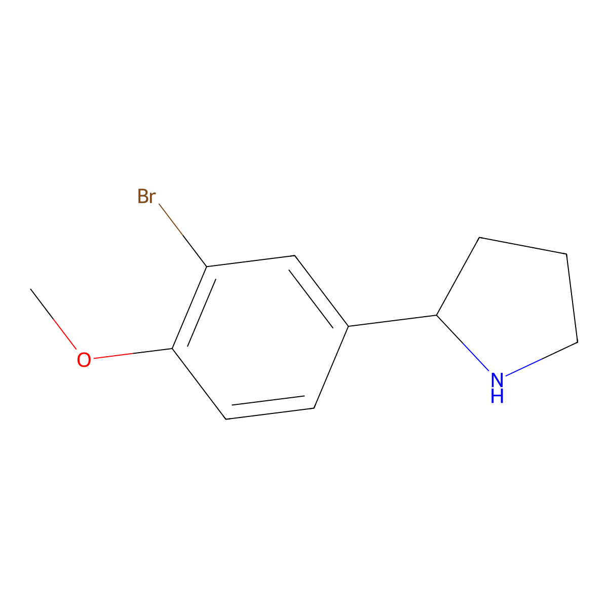 (S)-2-(3-Bromo-4-methoxyphenyl)pyrrolidine molecular structure, CAS 1213496-26-4