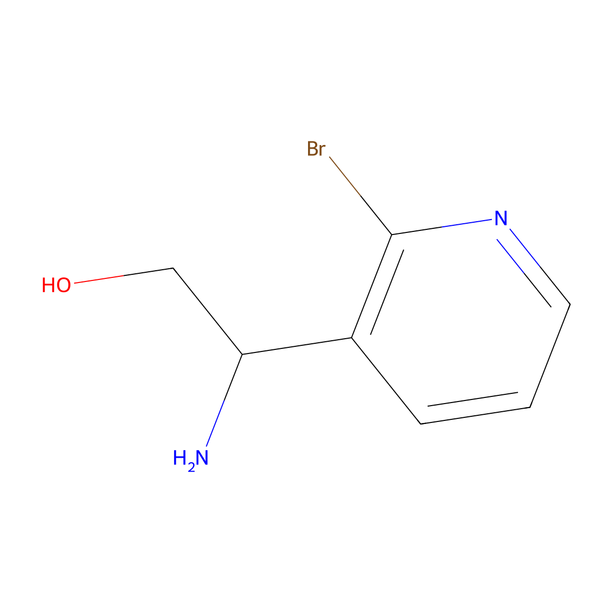 (2S)-2-amino-2-(2-bromopyridin-3-yl)ethan-1-ol molecular structure, CAS 1213498-36-2