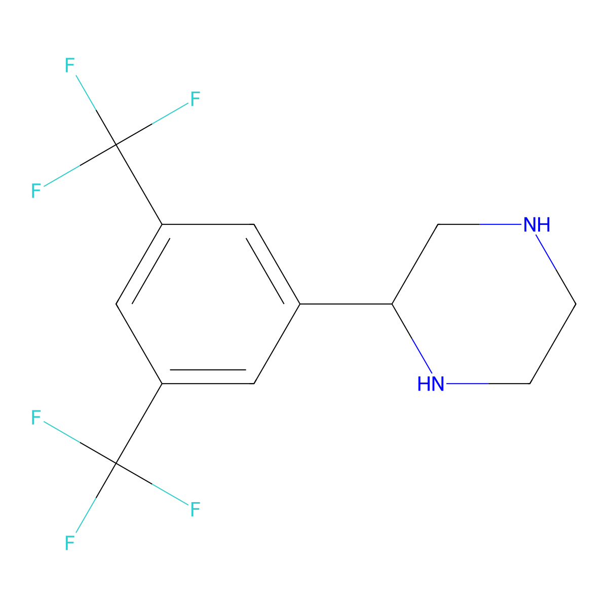 (R)-2-(3,5-Bis(trifluoromethyl)phenyl)piperazine molecular structure, CAS 1213501-33-7