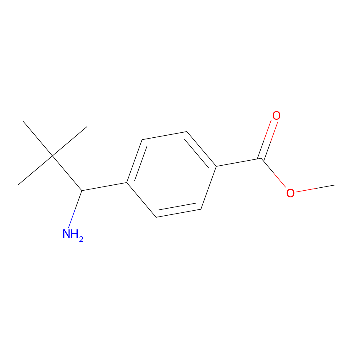 Methyl 4-[(1S)-1-amino-2,2-dimethylpropyl]benzoate molecular structure, CAS 1213502-55-6