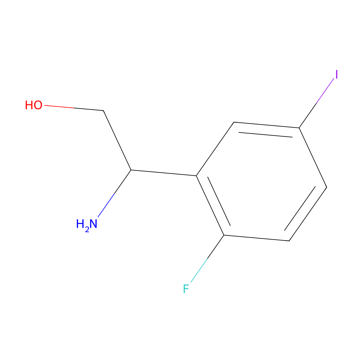 (R)-2-Amino-2-(2-fluoro-5-iodophenyl)ethan-1-ol molecular structure, CAS 1213503-10-6