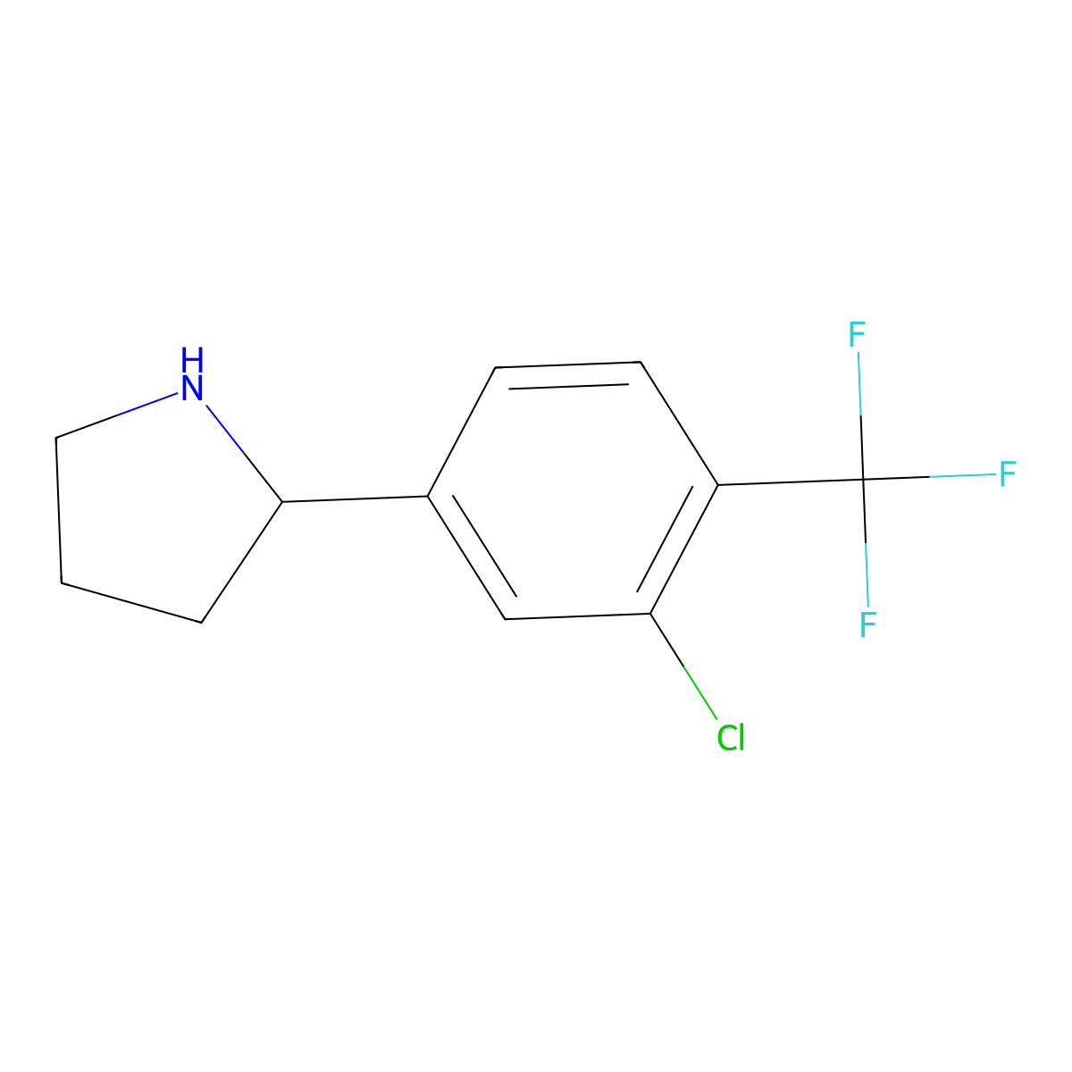 (R)-2-(3-Chloro-4-(trifluoromethyl)phenyl)pyrrolidine molecular structure, CAS 1213504-17-6