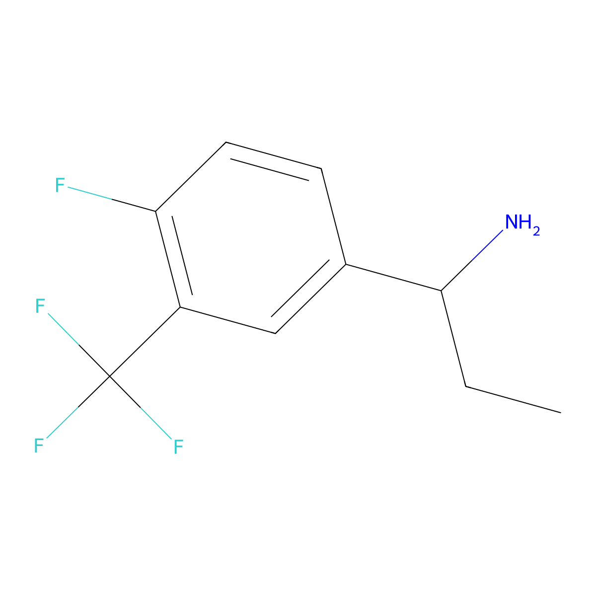 (R)-1-(4-Fluoro-3-(trifluoromethyl)phenyl)propan-1-amine molecular structure, CAS 1213505-78-2