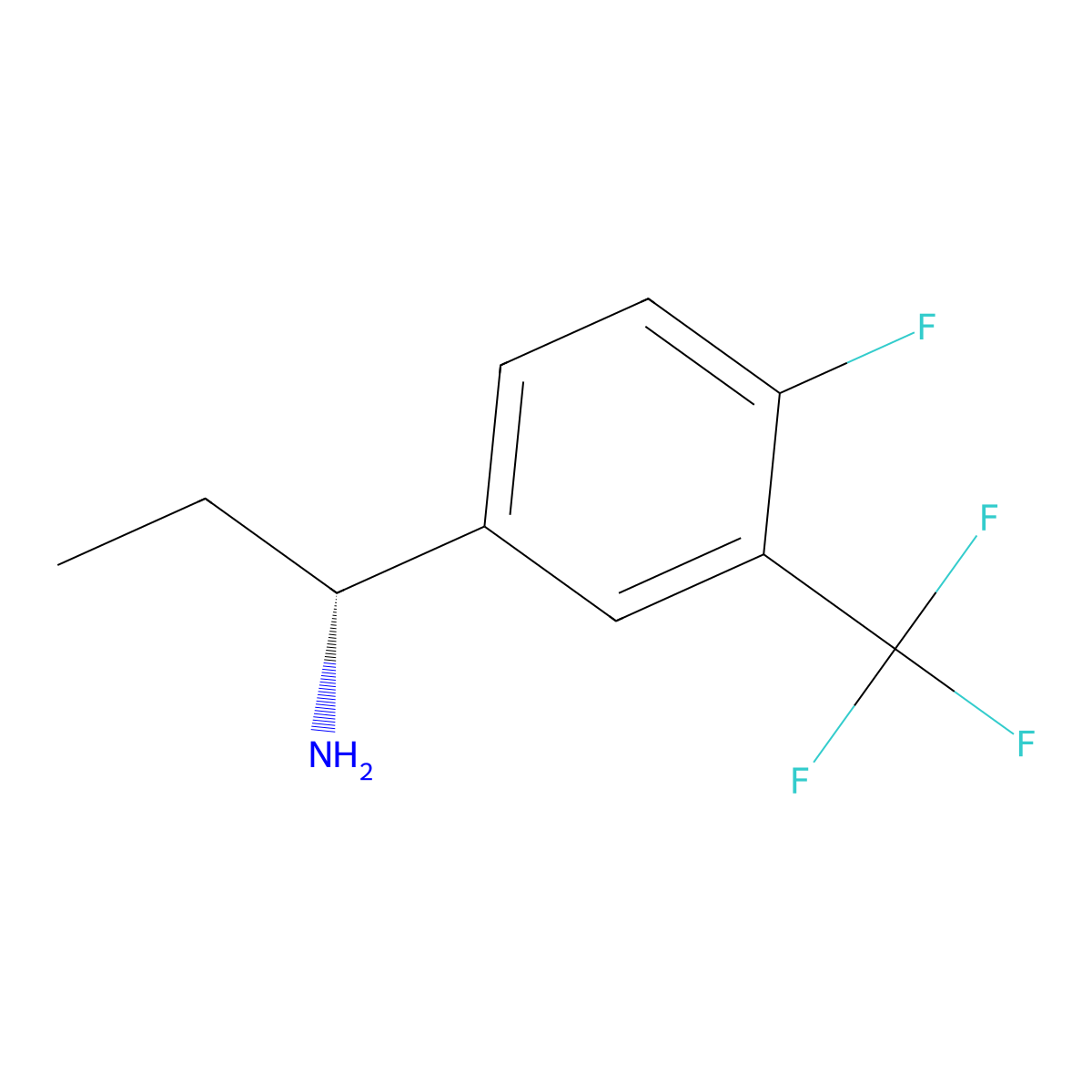 (R)-1-(4-Fluoro-3-(trifluoromethyl)phenyl)propan-1-amine molecular structure, CAS 1213505-78-2