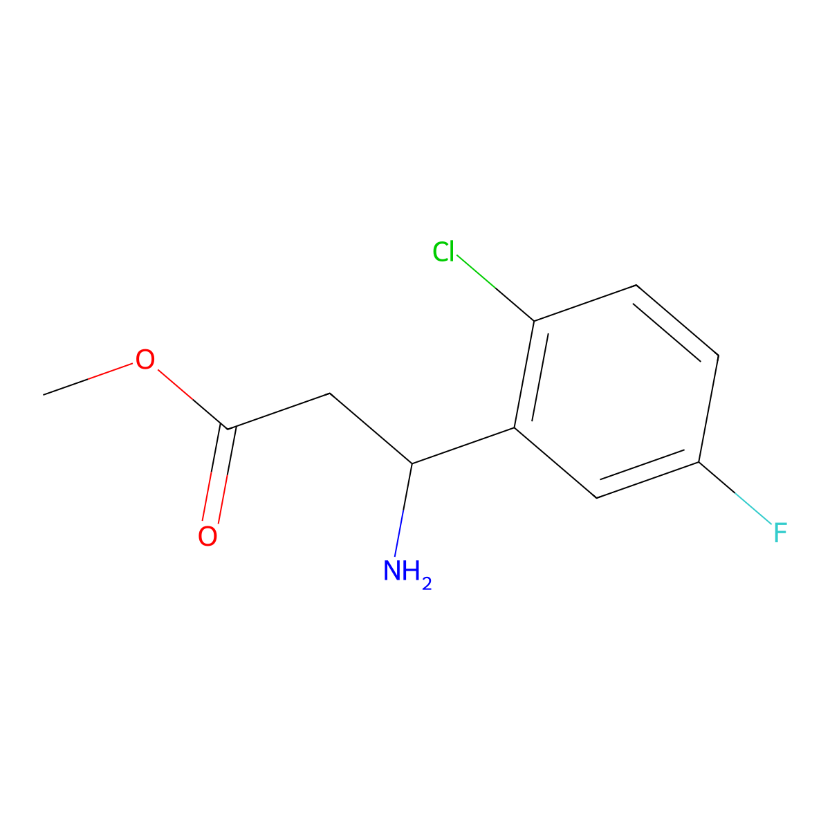 Methyl (R)-3-amino-3-(2-chloro-5-fluorophenyl)propanoate molecular structure, CAS 1213507-80-2