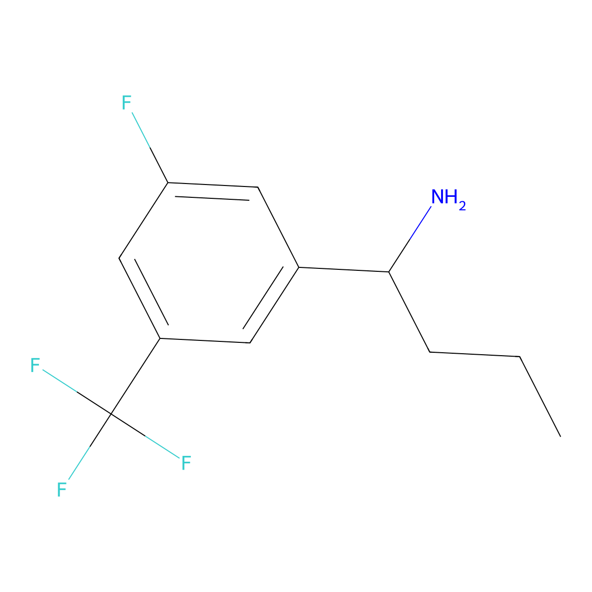(S)-1-(3-Fluoro-5-(trifluoromethyl)phenyl)butan-1-amine molecular structure, CAS 1213510-03-2